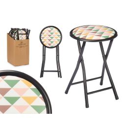 Taburete Plegable PVC Mate - Geometric Giftdecor - 30x69x7 cm - Estampado Triángulos y Negro (10 Unidades)