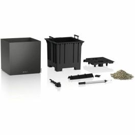 Lechuza LEC4008789137838 Macetero Canto Premium Cube 40 kit LED completo antracita metalizado