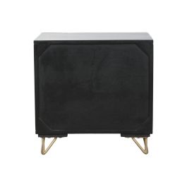 DKD Home Decor Mesita de Noche Colonial Negro Dorado Mango y Metal 40 x 50 x 50 cm