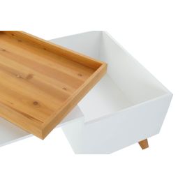 DKD Home Decor Mesa de Centro Scandi de MDF con 1 Cajón Blanco Marrón - 120 Ancho x 60 Fondo x 46 Alto cm