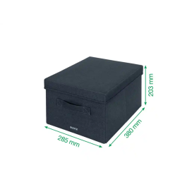 Leitz Caja de Almacenamiento Plegable con Tapa, Tela Gris Terciopelo, Tamaño M, 285x203x380 mm