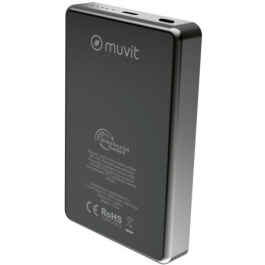 Muvit For Change MCCHP0010 Power Bank 10000mAh 20W Wireless Negra con Cable USB Tipo-C