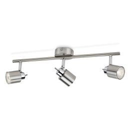 Philips Regleta 3 Focos Meranti GU10 Cromo Mate Metal Techo o Pared Bombilla No Incluida IP20 15.5 x 10 x 49 cm
