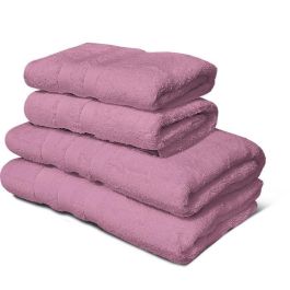 Juego de 4 toallas - LOVELY HOME - 2 Toallas 50 x 100 cm + 2 Platos de ducha 70 x 140 cm - Rosa Juego de 4 toallas - LOVELY HOME - 2 Toallas 50 x 100 cm + 2 Platos de ducha 70 x 140 cm - Rosa