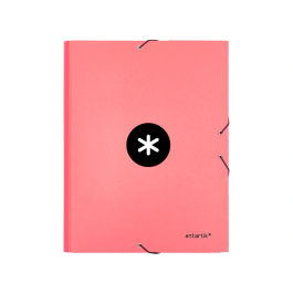 Antartik Carpeta de Gomas Tres Solapas Cartón Forrado A4 Color Coral
