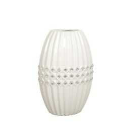 Florero Romimex Blanco Plateado Cerámica 19 x 29 x 13 cm Precio: 54.49999962. SKU: B1FBZ35WEP