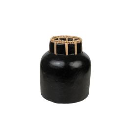 Florero Romimex Negro Natural Cerámica Ratán 8 x 20 x 18 cm Precio: 55.50000049. SKU: B1EV6SMGQR