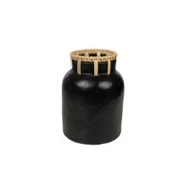 Florero Romimex Negro Natural Cerámica Ratán 15 x 17 x 15 cm Precio: 49.69000036. SKU: B1AE6EWJBJ