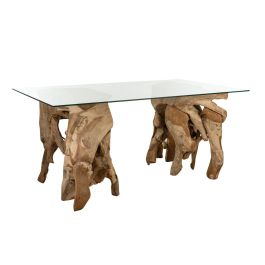 Mesa de Comedor Romimex Natural Vidrio madera de teca 180 x 75 x 100 cm Precio: 2231.8449995765. SKU: B134YLJETN