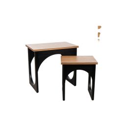 Set de mesas Romimex Negro Natural Madera MDF 2 Piezas