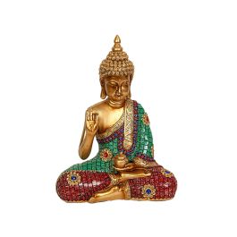 Figura Decorativa Romimex Dorado Resina Buda 22 x 29 x 10 cm