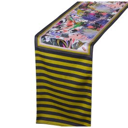 Camino de Mesa Alexandra House Living Amarillo Negro Textil 180 x 30 cm Terciopelo Floral Precio: 31.50000018. SKU: B19ZNNM4CV