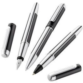 Pelikan PURA P40 Pluma Estilográfica Anthrazit de Aluminio y Acero Satinado con Sistema de Carga por Cartucho, en Caja de Regalo
