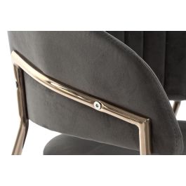 DKD Home Decor Silla Chic Gris Oscuro y Dorado de Poliester y Metal Desmontable 53x73x58 cm Altura Asiento 45 cm (2 Unidades)