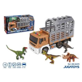 Camión porta dinosaurios, incluye 2 dinosaurios, con luces y sonidos, escala 1:16