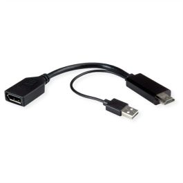ROLINE 12.03.3147 Cable HDMI a DisplayPort v1.2 Macho/Hembra 0,15m USB