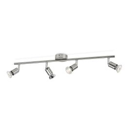 Philips Regleta 4 Focos Limbali GU10 Cromo Mate para Techo/Pared, Cabezal Ajustable, Bombillas No Incluidas, 69x10x15,5 cm