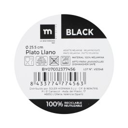 Plato Llano Melamine Black 25.5 cm - La Mediterranea (24 Unidades) Plato Llano Melamine Black 25.5 cm - La Mediterranea (24 Unidades)