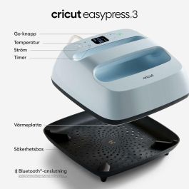 Cricut CRI0093573339738 EasyPress 3 Prensa Térmica Azul 23 x 23 cm Placa Calefactora Transferencia de Vinilo