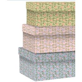 Caja Shabby DKD Home Decor Rosa Amarillo 33.5 x 15.5 x 43.5 cm Set de 10