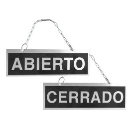 Blanca Letrero Aluminio Serigrafiado Abierto Cerrado con Cadena Ventosa 232x74 mm Precio: 17.89000004. SKU: B1CB9KNGKN
