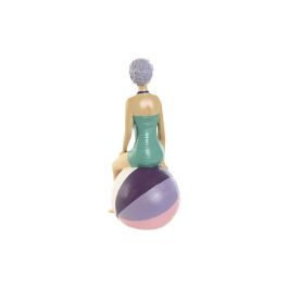 DKD Home Decor Figura Decorativa de Resina Estilo Mediterráneo Lila Turquesa 9x26.5x12.5 cm (Pack de 2)