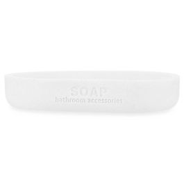 Berilo Jabonera de Resina y Bambú Blanco 12.5x2.5x8.5 cm (6 Unidades)