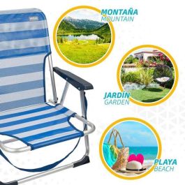 Silla playa aluminio plegalbe fija rayas mar 44x35x72 cm Silla playa aluminio plegalbe fija rayas mar 44x35x72 cm
