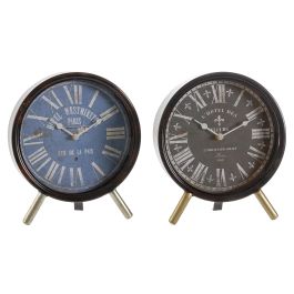 Reloj Sobremesa Vintage DKD Home Decor Azul Negro 5 x 24 x 20.5 cm (2 Unidades)