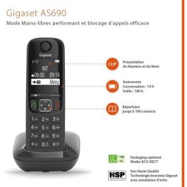 Teléfono fijo GIGASET AS690 Negro Teléfono fijo GIGASET AS690 Negro