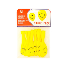 Blanca Globo 100% látex biodegradable cara sonriente bolsa de 8 unidades