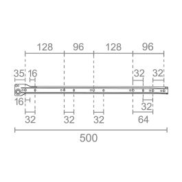 Micel BL 75050 Juego de guía cajón 500mm acero acabado blanco, 18kg carga máxima