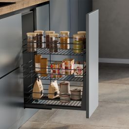 Emuca Carro extraíble Titane de fijación inferior con cierre suave, módulo 300mm, Acero, Gris Antracita