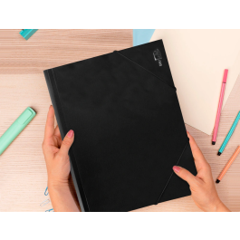 Liderpapel Carpeta Tres Solapas Polipropileno DIN A4 Color Negro Opaco