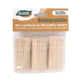 Algon Palillos Higiénicos Redondos - Set de 3 paquetes x 200 unidades (18 Unidades)