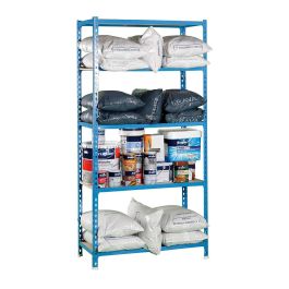 Simon Rack Estantería metálica sin tornillos Maderclick plus 5/500, azul/madera, 5 estantes, capacidad 150 kg por nivel, 2000x1000x500 mm