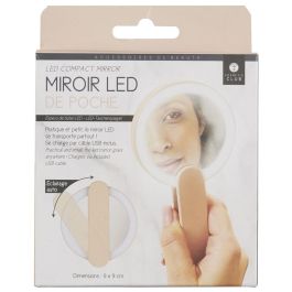 Cosmetic Club Espejo de Bolsillo LED Recargable USB para Cosmético, Portátil y Plegable