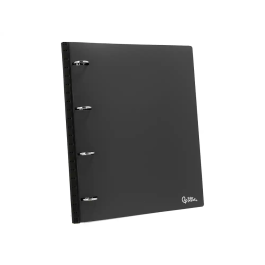 Liderpapel Carpeta de anillas DIN A4, 4 anillas 25 mm, Polipropileno, Lomo extensible 4 cm, Negro