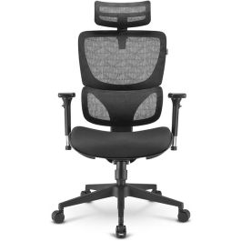 Sharkoon OfficePal C30 Silla de Oficina Ergonómica, Asiento Tela, Respaldo Malla, Negro, Reposabrazos 3D, 120kg