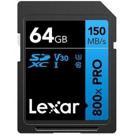 Lexar 64GB Professional 800X PRO SDXC UHS-I Card, 150MB/s Read, C10 V30 U3, LSD0800P064G-BNNNG Precio: 16.50000044. SKU: B1CS5RPDV2