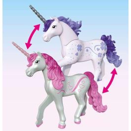 Playmobil Establo Mágico Unicornio con Mamá y Potro. Juguete de Construcción Infantil de Plástico para Niños +3 Años