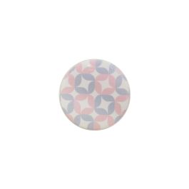 Rei e222 - Blister con 4 pomos redondos para mueble, madera haya, acabado rosa lacado blanco ilustrado, Ø40x22mm