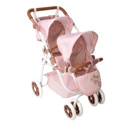 Muñecas Arias Coche Muñeca Gemelar Bear con Bolso, 45x70x73 cm, Manillar Ajustable 47-77 cm, Edad 3+ años