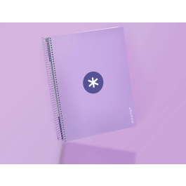 Antartik Cuaderno espiral A4 micro tapa forrada 120 hojas 90 gr cuadro 5mm 5 bandas color lavanda