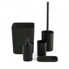 Today TOD3574641271404 - Juego de 5 accesorios de baño: Dispensador de jabón, Portacepillos, Jabonera, Escobilla, Papelera - Negro