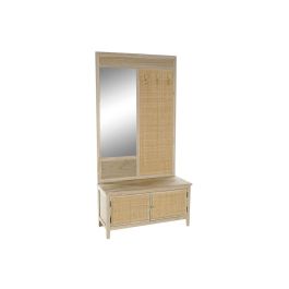 Perchero con espejo Home ESPRIT Natural Ratán Madera de Paulonia Espejo 92 x 40 x 181 cm Precio: 306.49999985. SKU: B14DYB8AHM