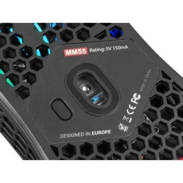 MARS GAMING MM55 Ratón Gaming 12800DPI USB Negro RGB 55g