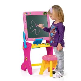 Molto Pupitre Infantil Pizarra de Tiza y Escritorio Rosa 90 cm de Plástico con 16 Accesorios Educativos, para Niños y Niñas 3+ Años