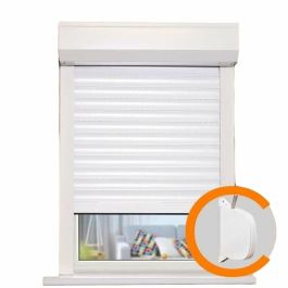 France Combi Persiana Enrollable PVC Blanca 100x120 cm Correa Manual, Marco Compacto, Aislamiento Térmico y Acústico