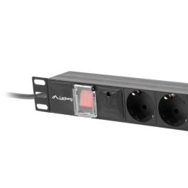 Lanberg PDU-07F-0200-IEC-BK PDU Unidad de Distribución de Energía 7 Salidas AC, Conector C14, Tipo F, 1U Rack Horizontal, 10A, Negro